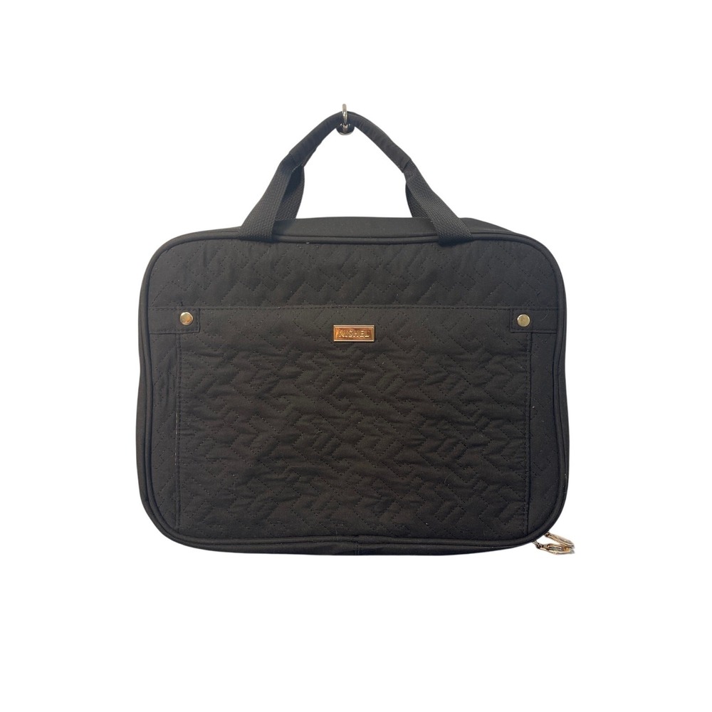 Nishel Hanging Toiletry Bag Black Quilted Travel Organizer Makeup Case Large